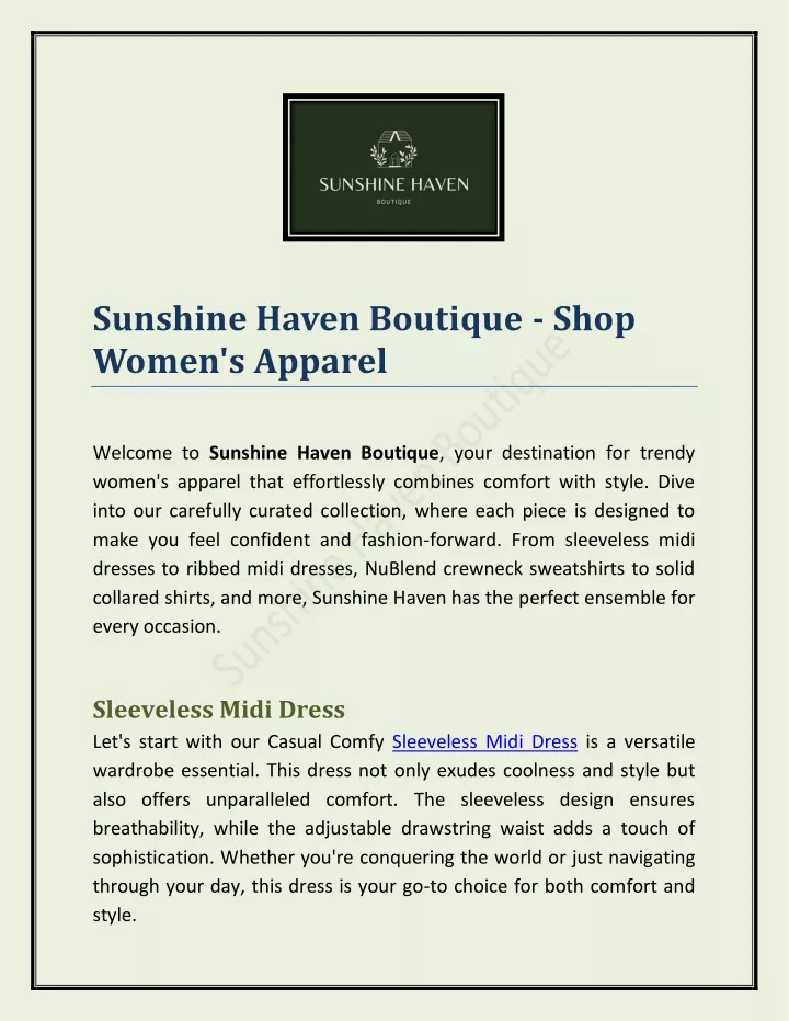 sunshine haven boutique shop women s apparel