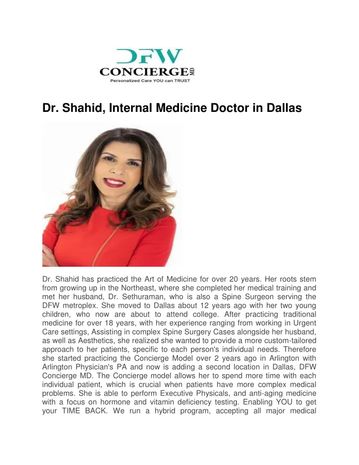 dr shahid internal medicine doctor in dallas