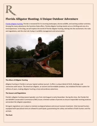 Florida Alligator Hunting: Thrills in the Sunshine State