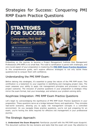 strategies for success conquering pmi rmp exam