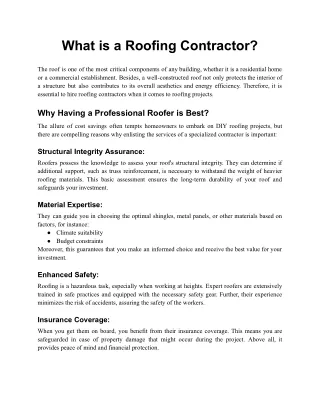 What is Roofing Contractor