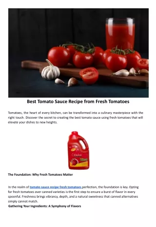 Best Tomato Sauce Recipe from Fresh Tomatoes