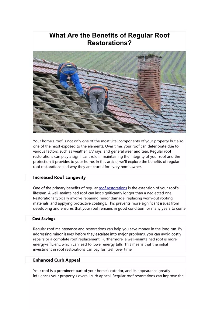 what are the benefits of regular roof restorations