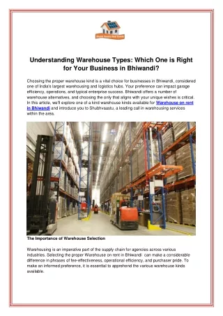 Understanding Warehouse Types Which One is Right for Your Business in Bhiwandi