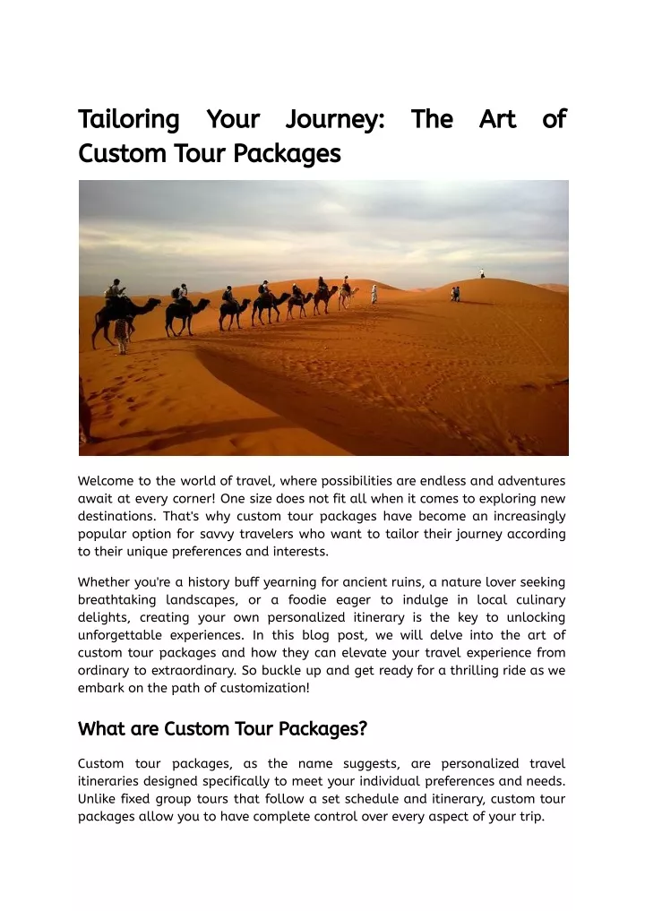 tailoring custom tour packages