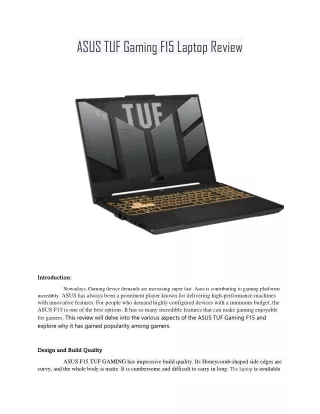 ASUS TUF Gaming F15 Laptop Revie