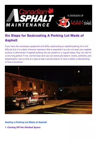 six steps for sealcoating a parking lot made