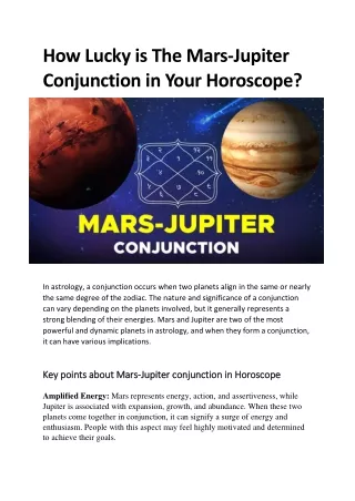 How Lucky is The Mars-Jupiter Conjunction in Your Horoscope