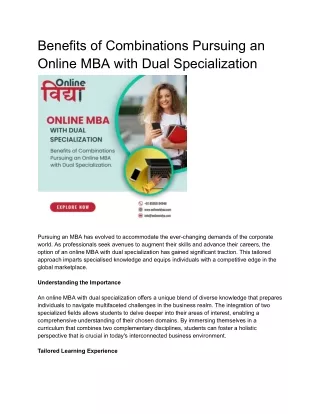 benefits of combinations pursuing an online