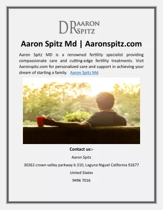 Aaron Spitz Md | Aaronspitz.com