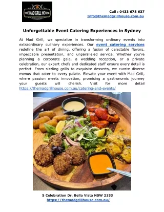 Unforgettable Event Catering Experiences in Sydney