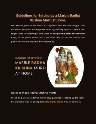 guidelines for setting up a marble radha krishna