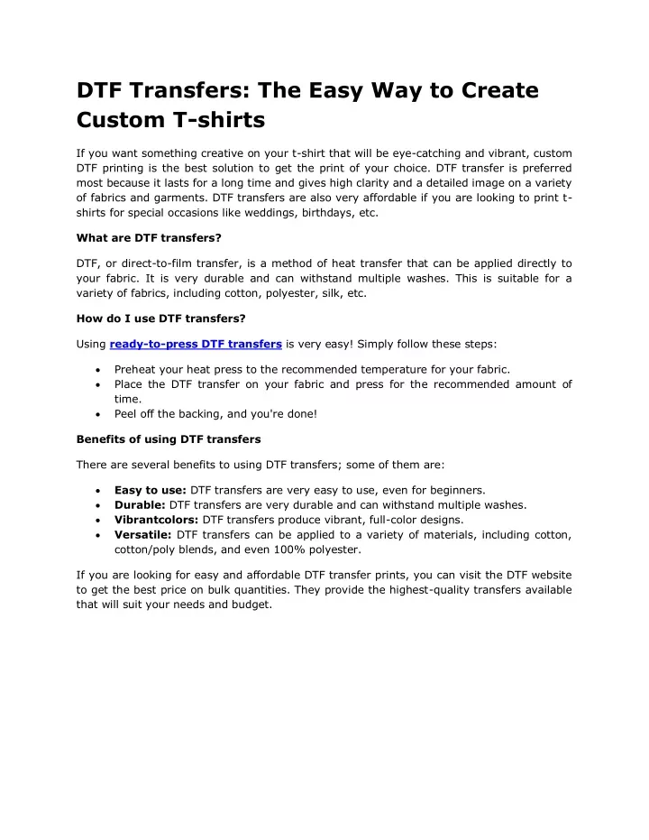 dtf transfers the easy way to create custom