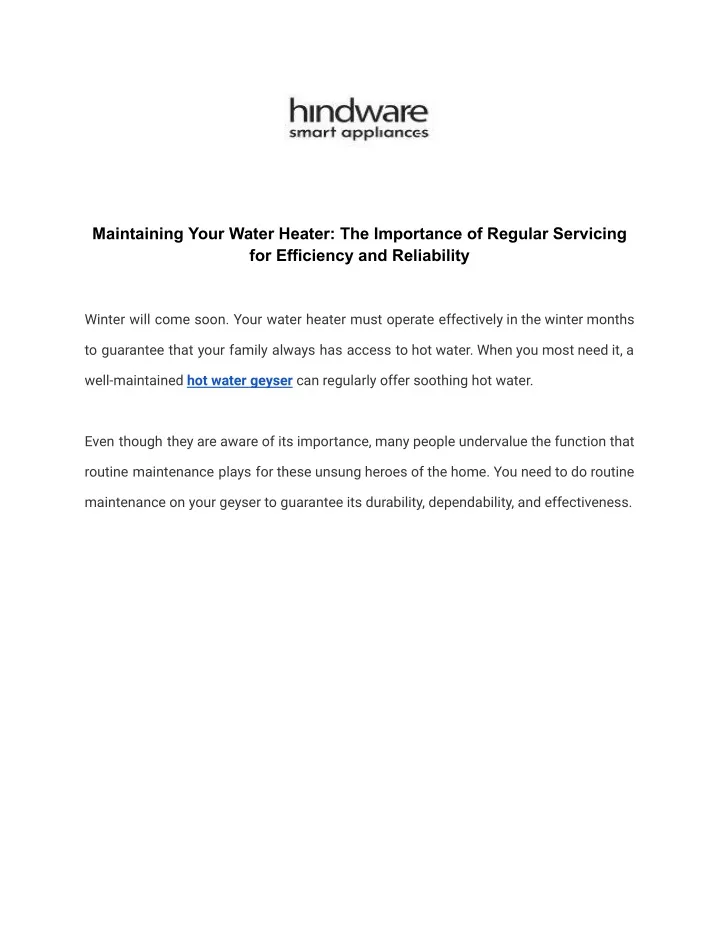 maintaining your water heater the importance