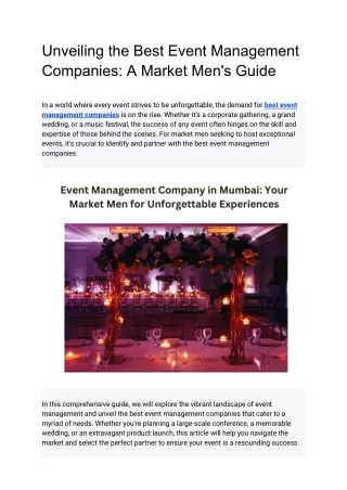 unveiling the best event management companies