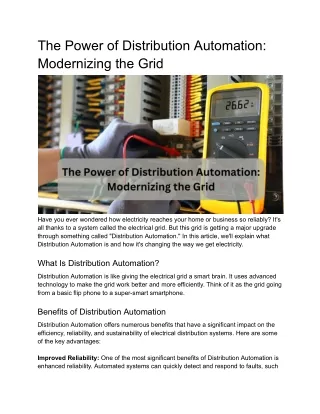 the power of distribution automation modernizing