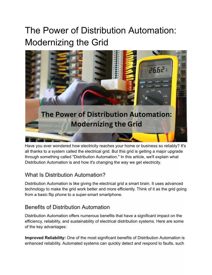 the power of distribution automation modernizing