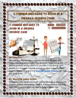 5 Common Mistakes to Avoid in a Dwarka Divorce Case