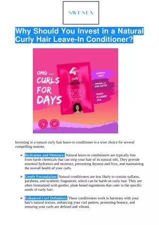 Why Should You Invest in a Natural Curly Hair Leave-In Conditioner?