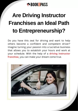 Are Driving Instructor Franchises an Ideal Path to Entrepreneurship