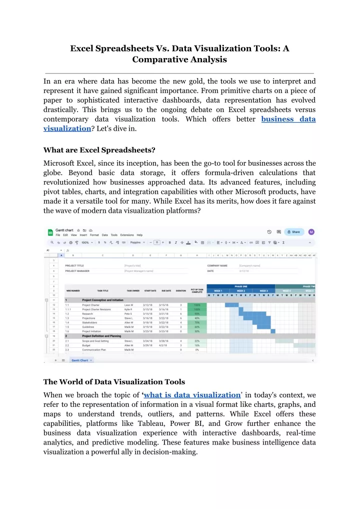 excel spreadsheets vs data visualization tools