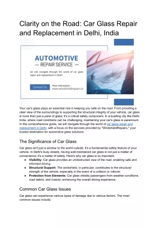 Clarity on the Road_ Car Glass Repair and Replacement in Delhi, India