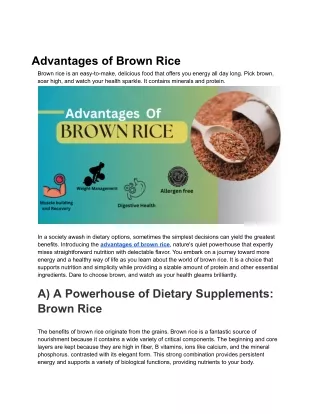 Advantages of Brown Rice