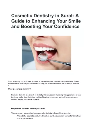 Cosmetic Dentistry in Surat_ A Guide to Enhancing Your Smile and Boosting Your Confidence