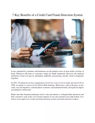 7 key benefits of a credit card fraud detection