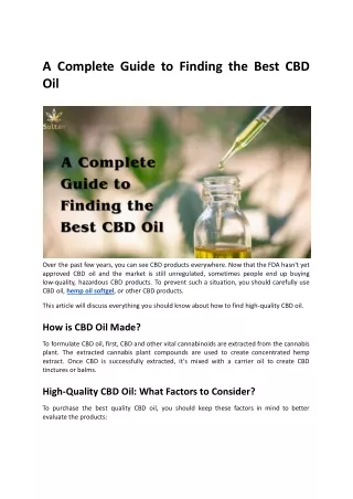 a complete guide to finding the best cbd oil
