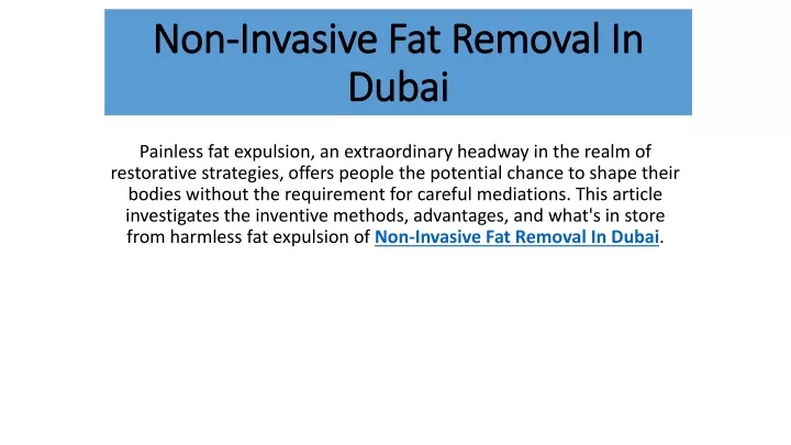non non invasive fat removal in invasive