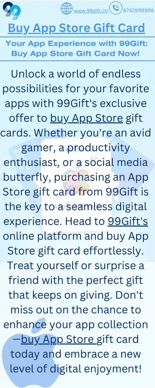 Your App Experience with 99Gift: Buy App Store Gift Card Now!
