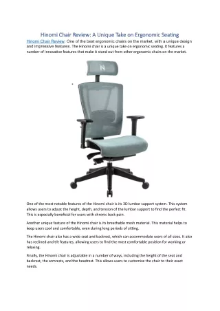 Hinomi Chair Review A Unique Take on Ergonomic Seating