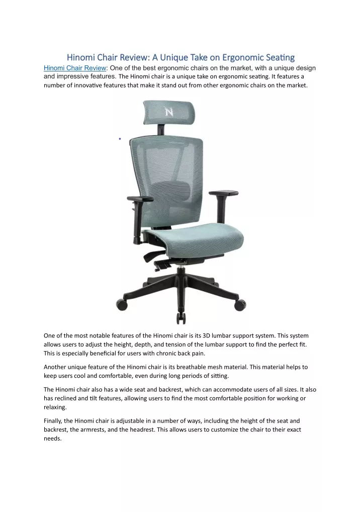 hinomi chair review a unique take on ergonomic