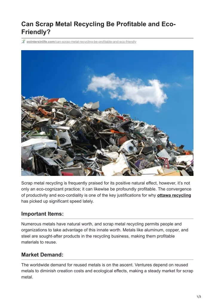 can scrap metal recycling be profitable