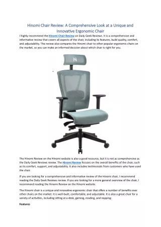 Hinomi Chair Review - A Comprehensive Look at a Unique and Innovative Ergonomic Chair
