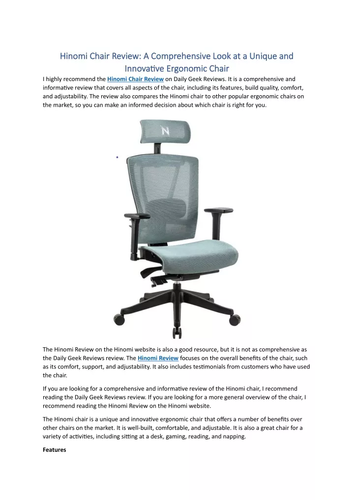 hinomi chair review a comprehensive look