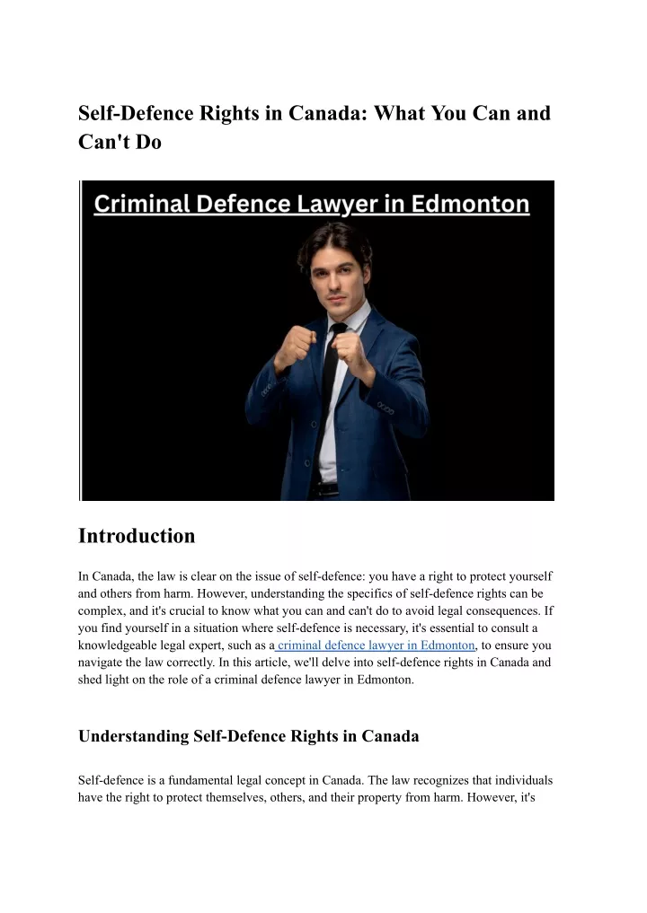 self defence rights in canada what