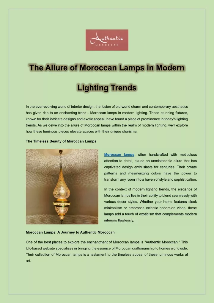 the allure of moroccan lamps in modern