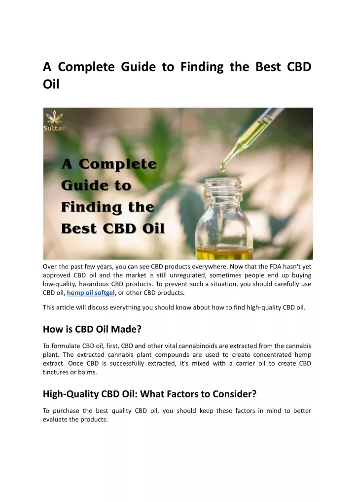 a complete guide to finding the best cbd oil