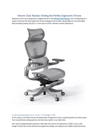 Hinomi Chair Review - Finding the Perfect Ergonomic Throne