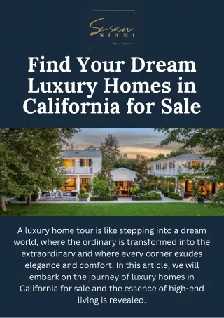 Find Your Dream Luxury Homes in California for Sale Susan Niami