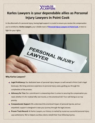Karlos Lawyers is your dependable allies as Personal Injury Lawyers in Point Cook