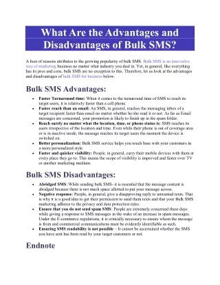 What Are the Advantages and Disadvantages of Bulk SMS
