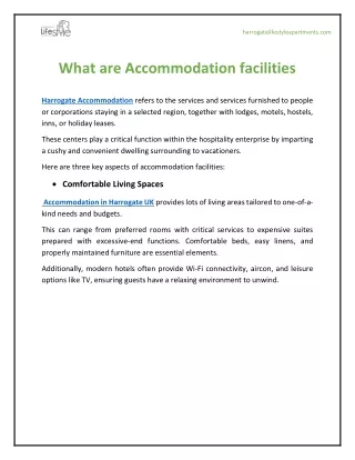What are Accommodation facilities
