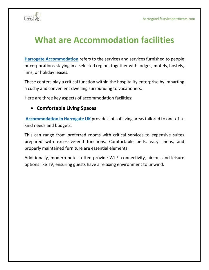 what are accommodation facilities