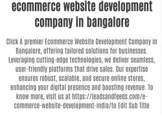 ecommerce website development company in bangalore