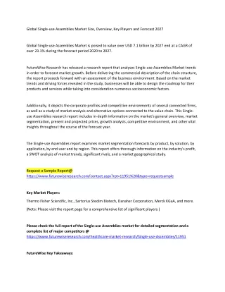 global single use assemblies market size overview