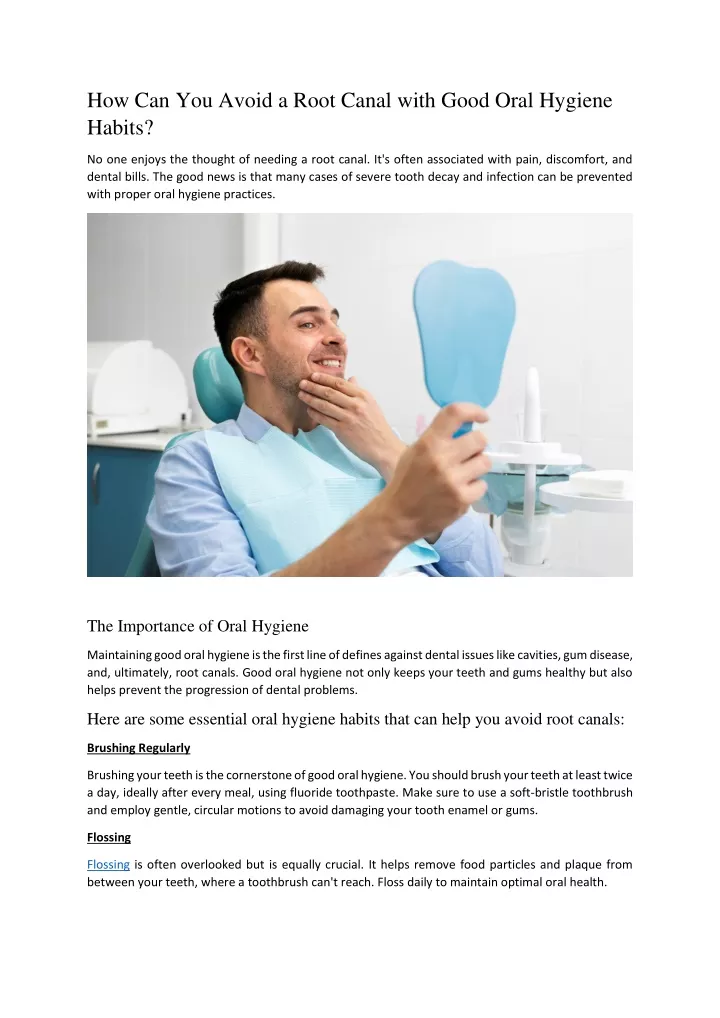 how can you avoid a root canal with good oral