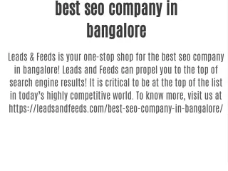 best seo company in bangalore